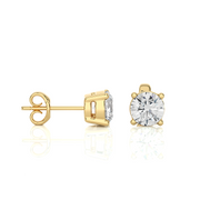 Round Lab Grown Diamond Stud Earrings – 1.00 CTW, Push Back, 10K 14K 18K White Yellow Rose Gold, IGI Certified